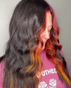 Hair Color sunset money piece highlights